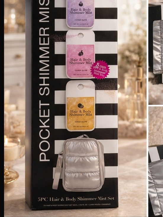 Other - 5PC Hair & Body Shimmer Mist Set with Silver Pouch